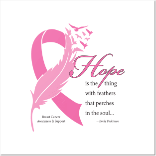 Breast cancer hope quote with black type Posters and Art